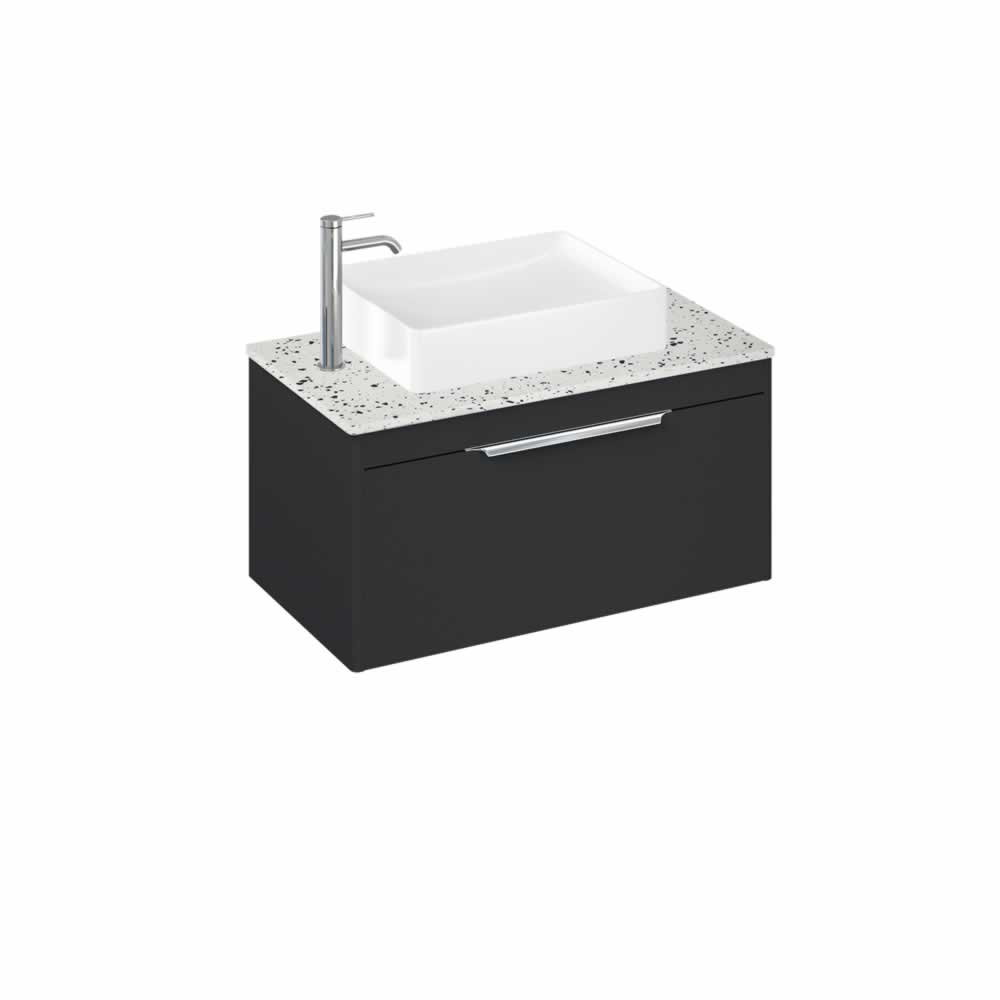 Shoreditch 85cm single drawer Matt Grey with Ice Blue Worktop and Quad Countertop Basin